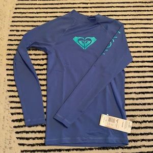BNWT ROXY Girls long sleeve rashguard surf sun shirt UPF 50+ purple